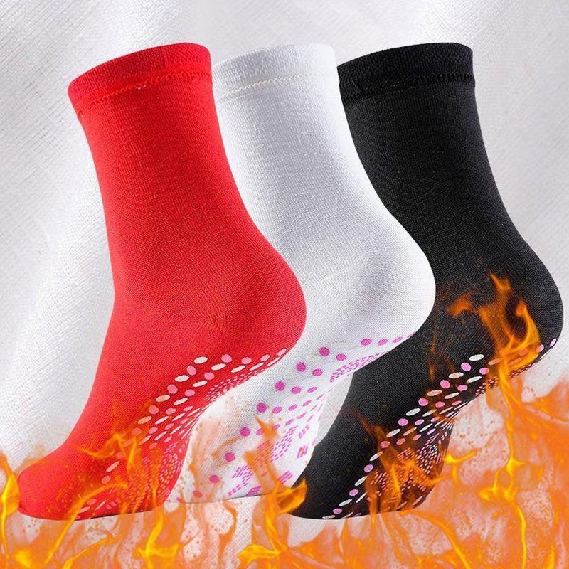 Self-heating Acupressure Socks with Nano-heating Dots Therapeutic Compression Socks for Foot Massage Circulation Breathable (Black3) - Image 5